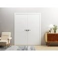 thumbnail image 3 of Interior Solid French Double Doors 84 x 80 inches / Mela 0755 Painted White / Wood Interior Solid Panel Frame / Closet Bedroom Modern Doors, 3 of 5