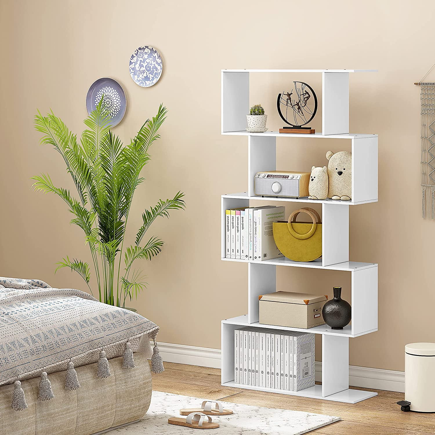 Modern Bookcase, 5-Shelf Storage Organizer Bookshelf with 14-Cube Display  Book Shelf for Home Office, Living Room - Bed Bath & Beyond - 37702223