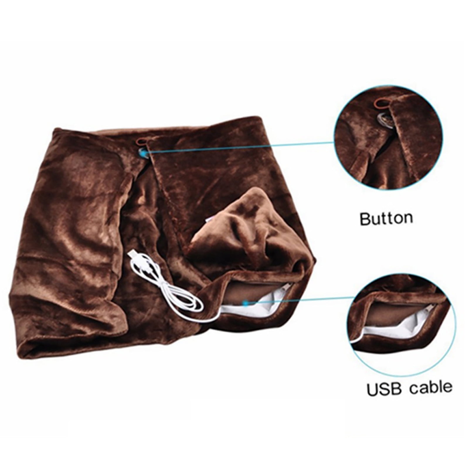 Fdelink Blanket Electric Warming Heating Blanket Pad Shoulder Neck Mobile Heating Shawl Usb Heating Blankets (Coffee)