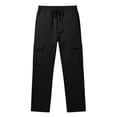 thumbnail image 2 of Men's Cargo Slacks Drawstring Elastic Waist Outdoor Hiking Trousers Relaxed Fit Straight Leg Pull on Sweatpants, 2 of 7