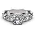 thumbnail image 2 of Filigree 2.5 Ct Asscher Cut White Diamond Solitaire Engagement Ring, 925 Sterling Silver Rhodium Plated, 2 of 3