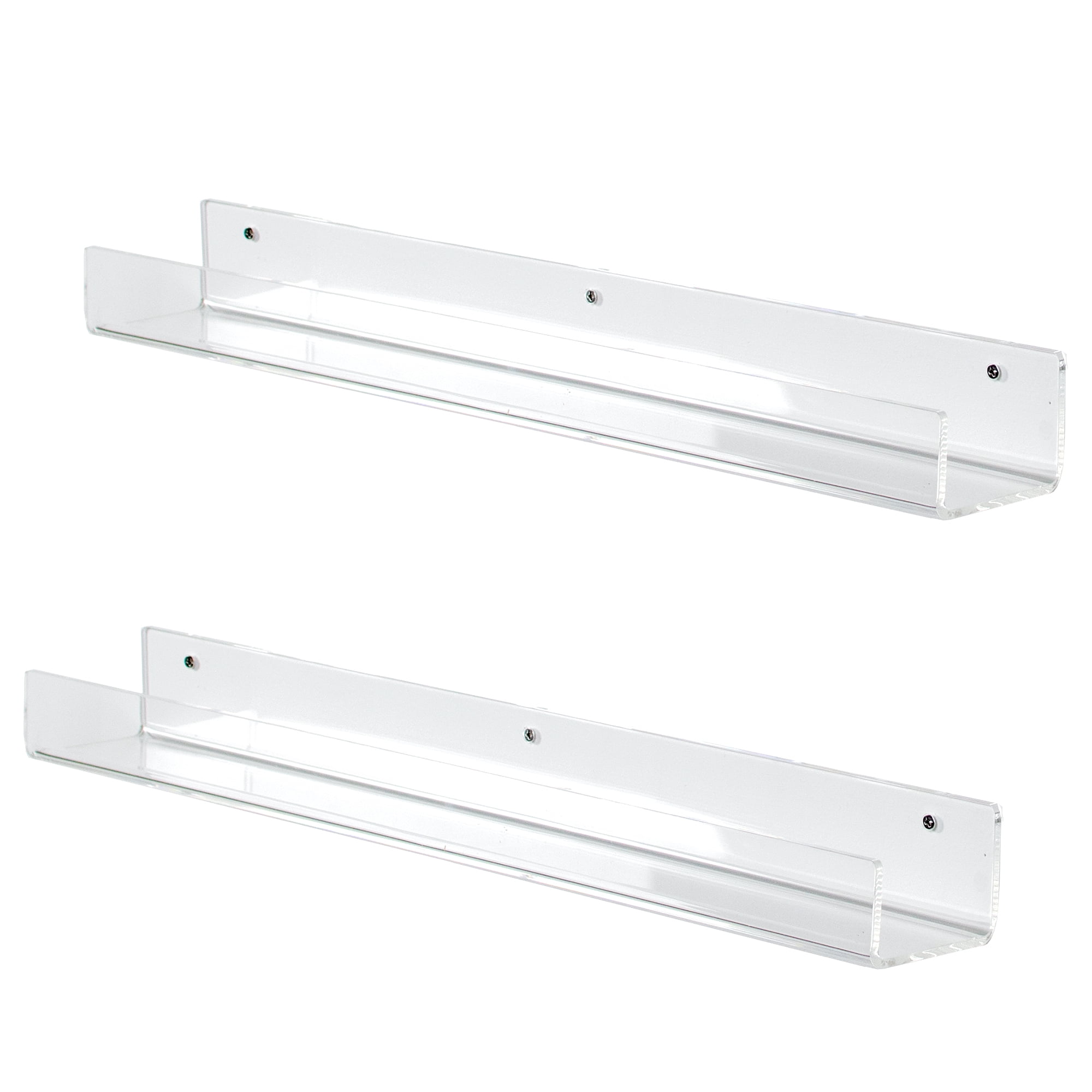 Set of 2 Safety Shelf Holder Stand Display Acrylic Floating Shelves White/Black 