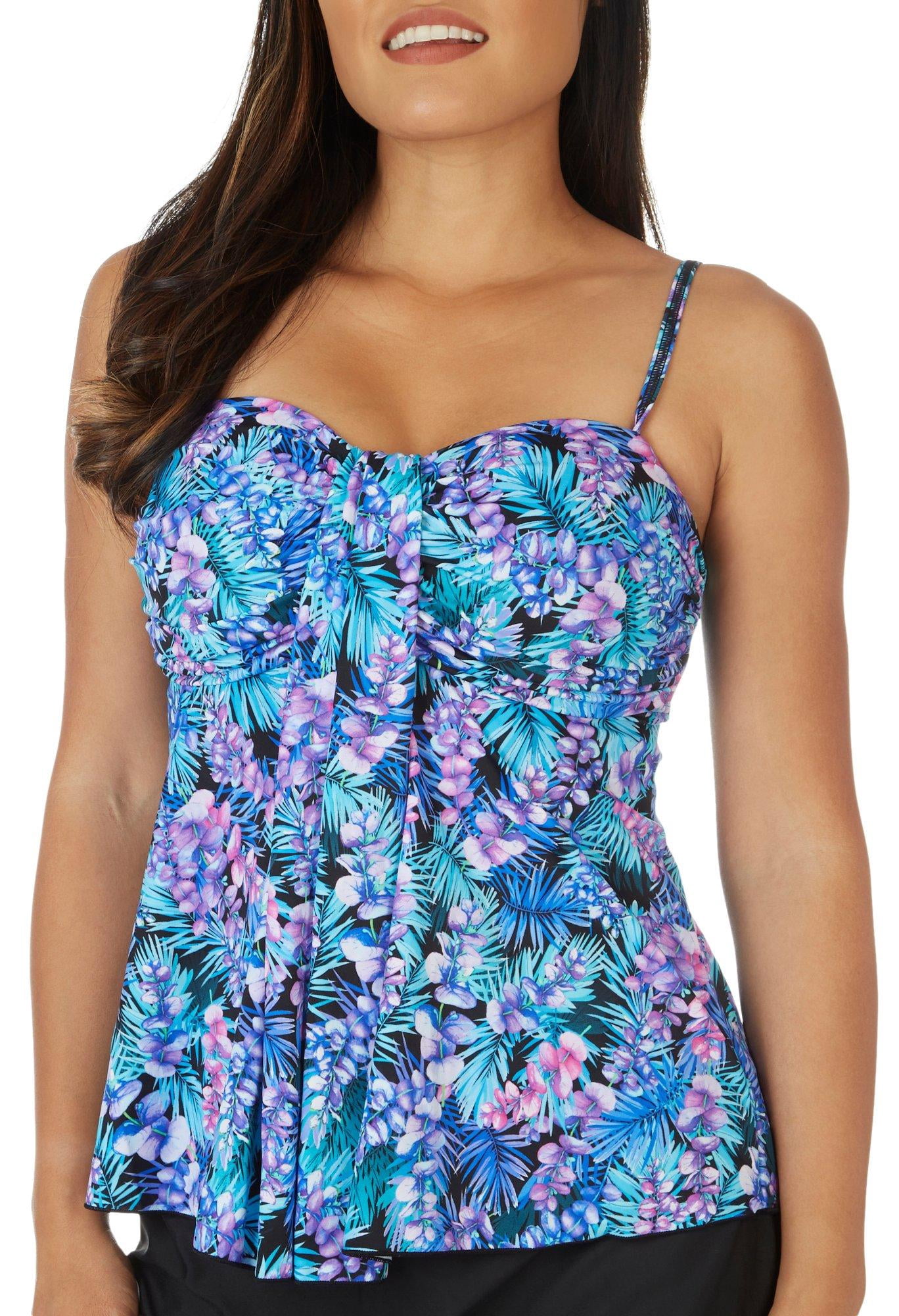 A Shore Fit Womens Paradise Waterfall Tankini Top 18 Blue multi -  Walmart.com