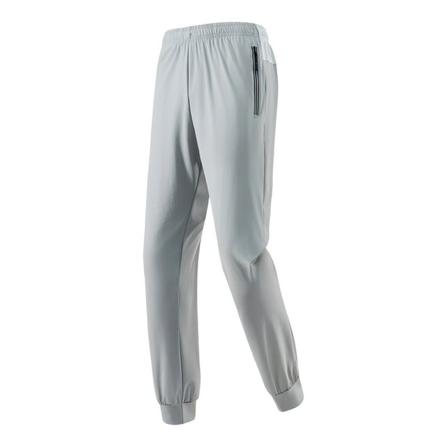 Men's Lightweight Performance Casual Pants with Secure Zipper Pockets and Flexible Elastic Design for Everyday Wear