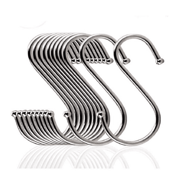 S Hooks for Hanging Clothes, (6 Pack) Stainless Steel S Hooks