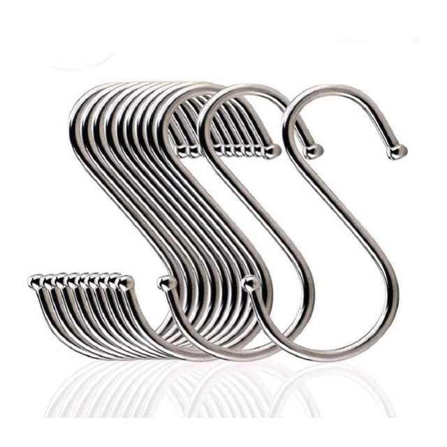 S Hooks for Hanging Clothes, (6 Pack) Stainless Steel S Hooks Heavy Duty, Durable S Shaped Hanging Hooks, Kitchen Hooks for Utensils, Large S Hooks for Hanging Pots, Multipurpose Metal Hooks