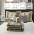 thumbnail image 3 of Lanco 7 Piece Grey Gold Comforter Set, Queen Size Jacquard Bedding Set, All Season Geometric Patchwork Bedding Set, Matching Pillows , Shams , Bed Skirt, 3 of 8