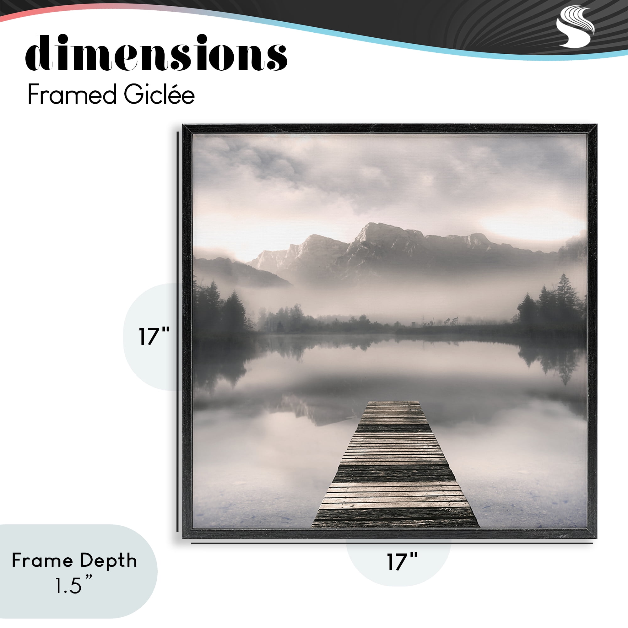 Stupell Industries Calm Reflective Waters & Mountains Black Framed Giclee Art, design by Irene Weisz