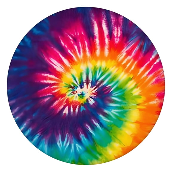 Colorful Tie Dye Pattern Round Fitted Tablecloth with Elastic Edge,Dining Table Cover Waterproof,Outdoor Round Tablecloth for Camping,Dining,Indoor and Outdoor