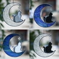 thumbnail image 3 of Cat Decor Stained Glass Moon Suncatchers Window Hanging, Art Earth Element C4O6, 3 of 6