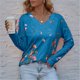 thumbnail image 1 of Camisetas de manga larga para mujer, ropa con estampado de flores a la moda, cuello en V, Tops holgados informales para mujer 2022, 1 of 5