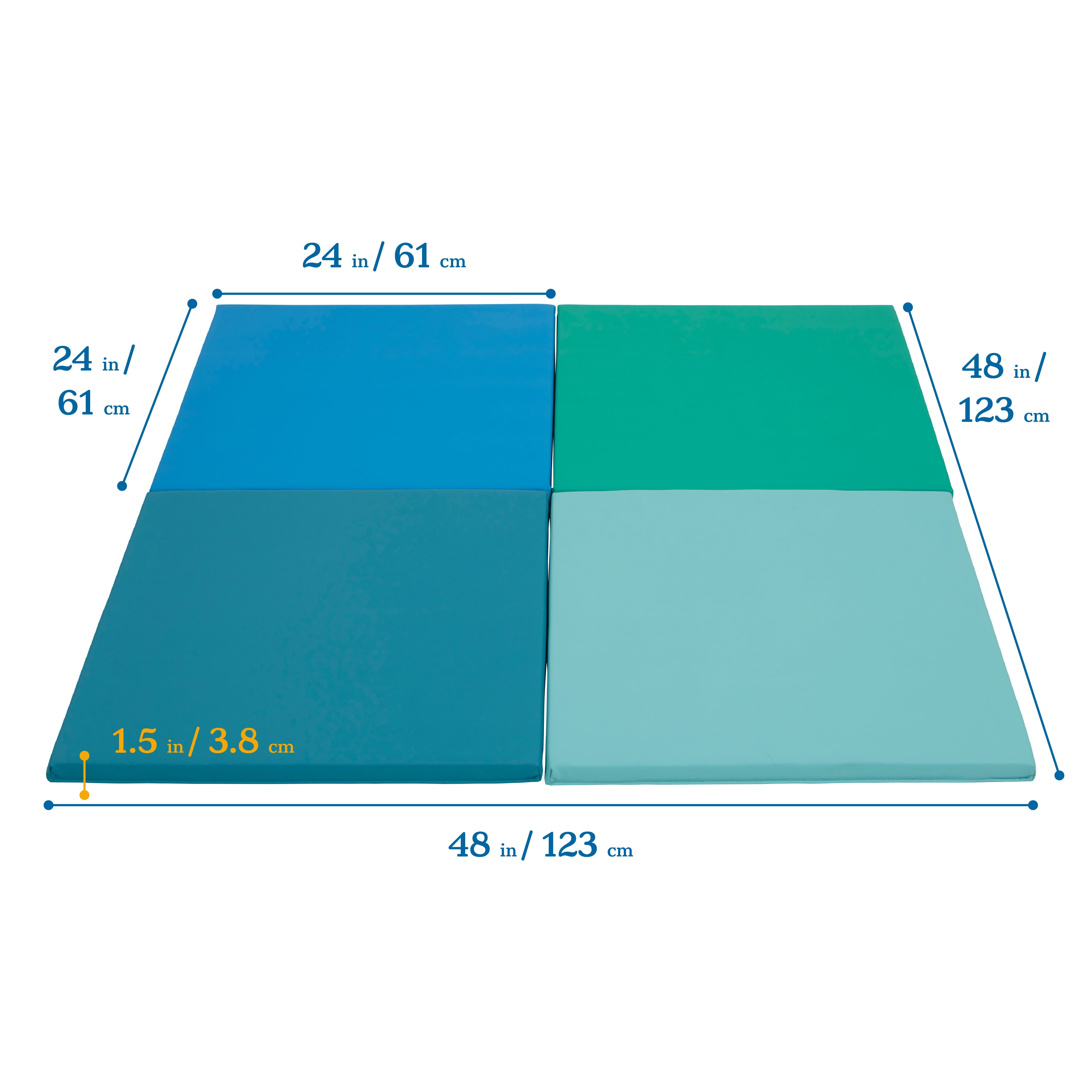 ECR4Kids SoftZone Play Patch Activity Mat Squares, Modular Playmat, Contemporary, 4-Pack