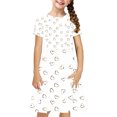 thumbnail image 2 of MKOSPLRT Sunderss for Girl 4-14 Years Short Sleeve Swing A Line Dress Crew Neck Funny Love Print Twirly Skater Dress Summer Beach Dresses, 2 of 7