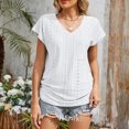 thumbnail image 2 of Blusa de Manga Corta, Color Sólido Casual, Camiseta de Bolsillo con Cuello en V para las Mujeres, 2 of 9