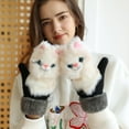 thumbnail image 2 of Guantes de peluche de animales de dibujos animados, guantes de invierno cálidos de piel de conejo tejidos para mujer, lindos guantes, 2 of 6