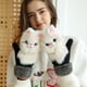 thumbnail image 4 of Guantes de peluche de animales de dibujos animados, guantes de invierno cálidos de piel de conejo tejidos para mujer, lindos guantes, 4 of 6