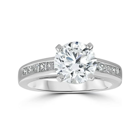 Diamond Engagement Ring 2 12 Carat Princess Round Solitaire Cut 14k