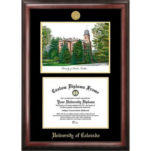 University of Colorado, Boulder 8.5" x 11" Gold Embossed Diploma Frame with Campus Images Lithograph