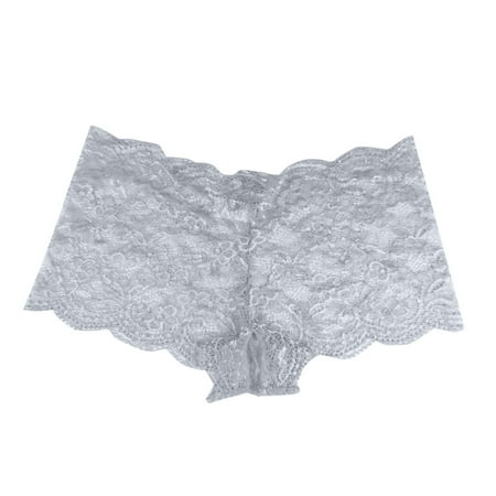 vigerkar Women Sexy Crotchless Boyshorts Underwear Bikini Cheeky Lingerie Panties Grey  5XL