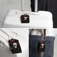 thumbnail image 6 of Skull Square PU Leather 2 Pack Travel Tag - Bag Tag - Suitcase Tag with Privacy Cover and Stainless Steel Ring - Suitable for Travel, Backpack, and Handbag, 6 of 7
