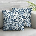 thumbnail image 3 of PIKWEEK  Floral Pillow Cases Queen 100% Cotton Blue White Pillowcases Set of 2 Decorative Flower Pillow Covers Abstract Botanical Pillow Encasement Envelope Closure Plant Pillow Protector 18*18inch, 3 of 5