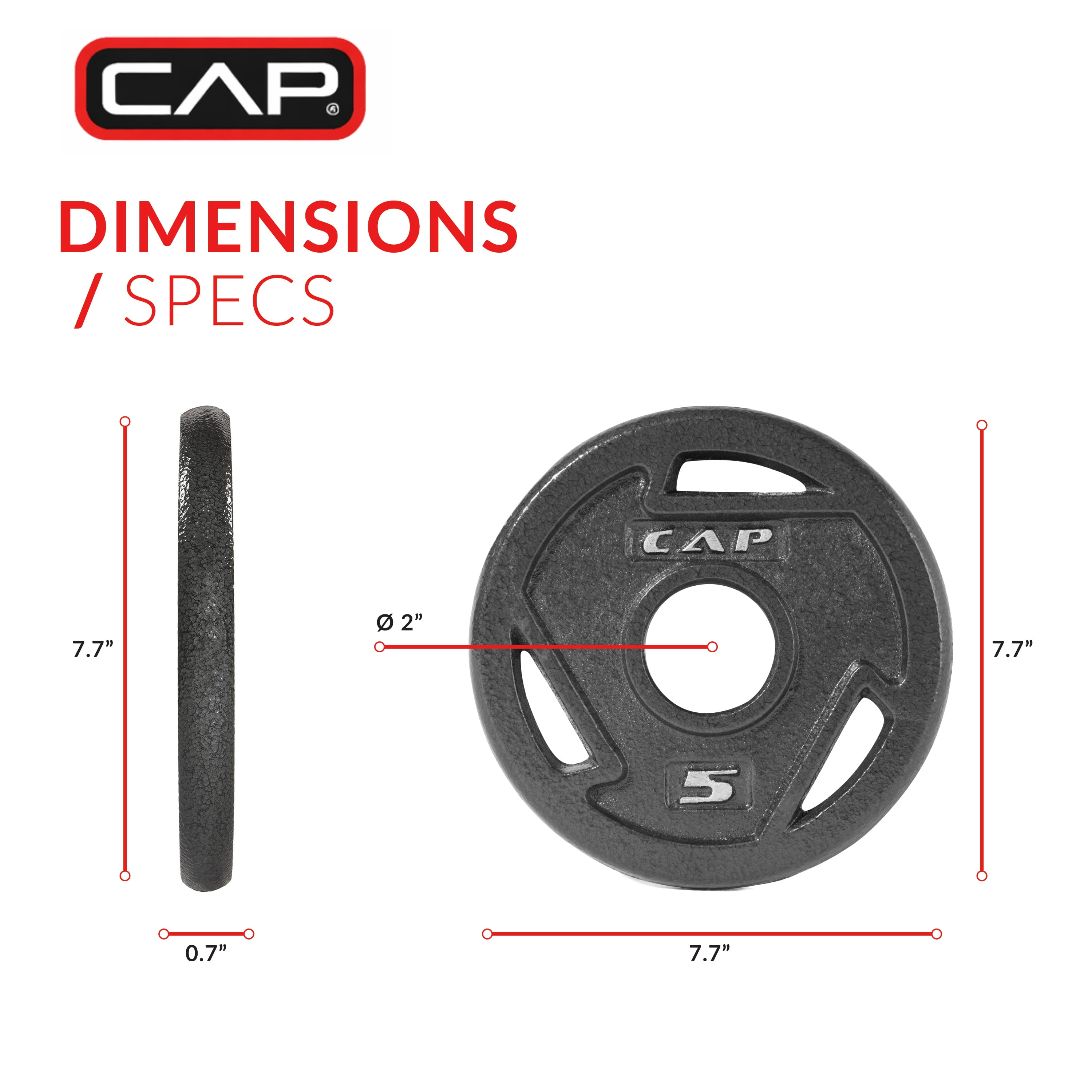 CAP Barbell, 2.5lb Olympic Grip Plate, Black - Walmart.com