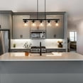 thumbnail image 6 of LNC 5-Light Matte Black and Clear Glass Linear LED Farmhouse Chandelier, 6 of 14