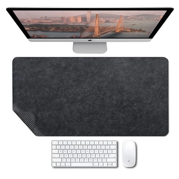 Felt Desk Mat,35.4" x 15.8" inches,Large Keyboard Mat,Wool Desk Pad, Extra Large Felt Mouse Pad for Computers,Laptops, Offices and Homes. (Black)