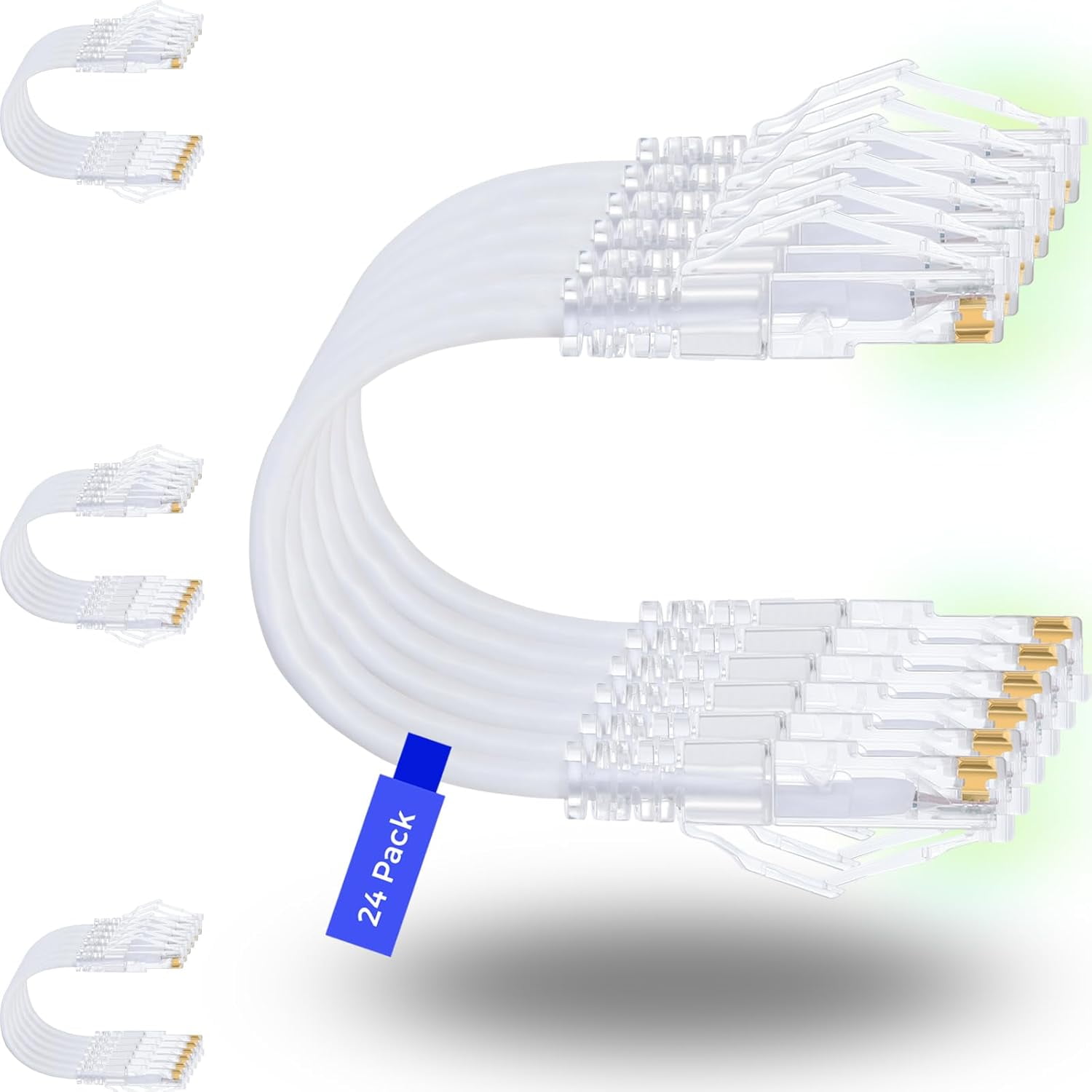 XUERUI-Patch Cables Cat6/ Cat6a 0.5ft (24 Pack) Slim, Cat6a Ethernet Patch Cable 10G Support, Snagless Cat 6 Patch Cable for Patch Panel to Switch, Flexiable Cat6 Ethernet Cable White