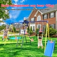 thumbnail image 2 of 7 in 1 Outdoor Swing Set,A-Frame Heavy-Duty Metal Swing Set with Slide,2 Swing Seats,1 Climbing Net & Ladder,1 Gym Hoop,1 Basket,Safe Swing Set for Kids Playground Backyard Outdoor, 2 of 6
