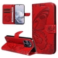 thumbnail image 1 of Wallet Case for Motorola Edge 70 Fusion Embossed Butterfly with Strap & Stand Red, 1 of 5