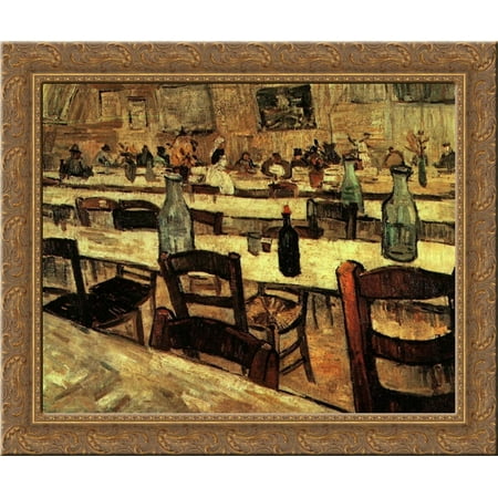 Interior of a Restaurant in Arles 24x20 Gold Ornate Wood Framed Canvas Art by Vincent van Gogh