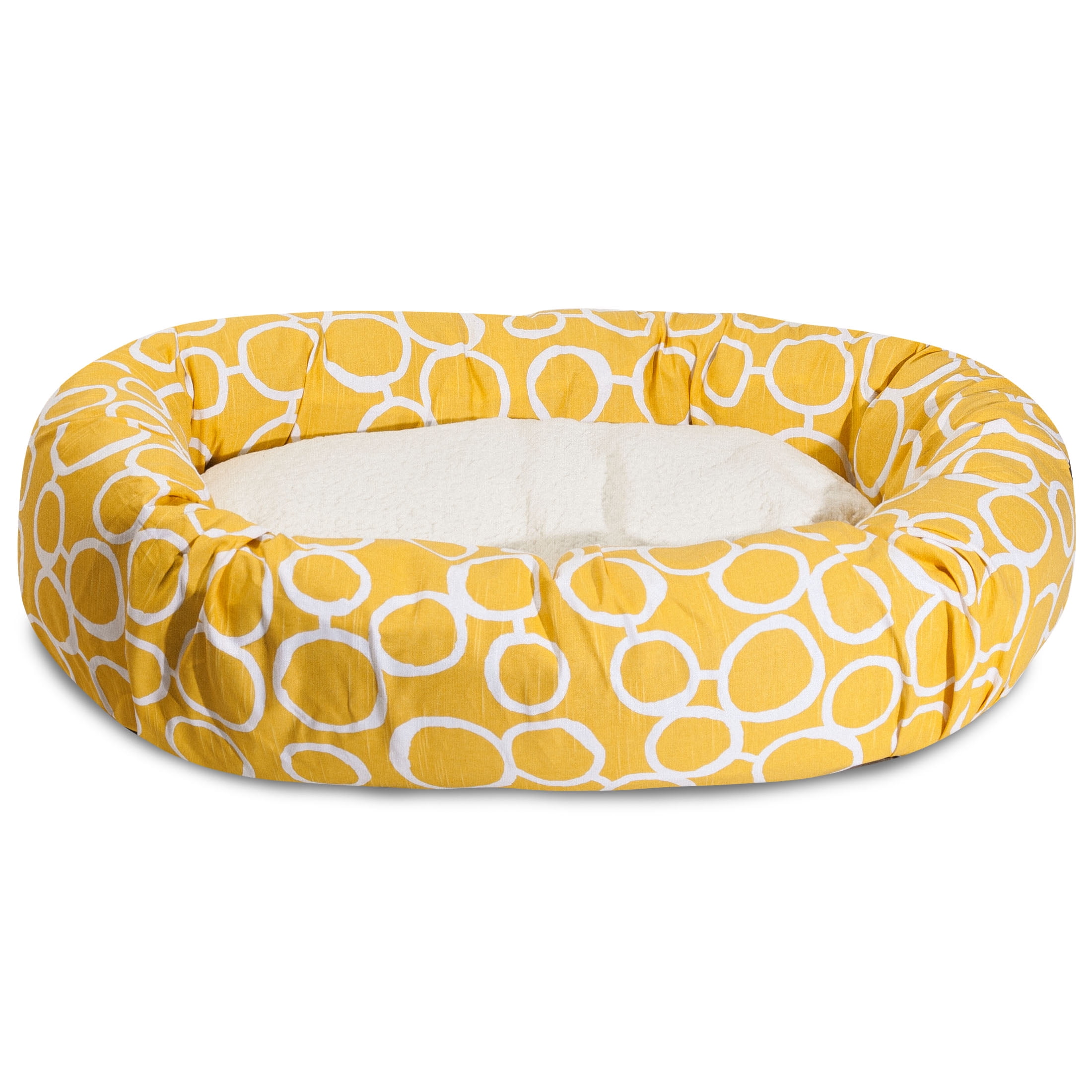 Majestic Pet Sherpa Fusion Bagel Pet Bed for Dogs, Calming Dog Bed Washable, Extra Large, Yellow