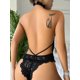 thumbnail image 3 of Body de encaje floral sensual con cuello halter y tanga calada y sin espalda. Lencería y ropa interior sexy para mujer., 3 of 5