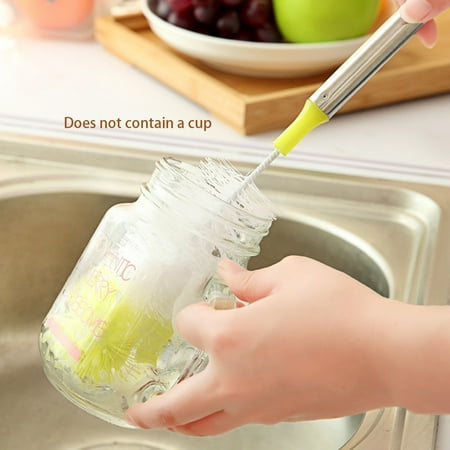 

Home Kitchen Hanging Practical Stainless Steel Long Handle Cup Brush Bendable