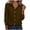 Brown, variant on Womens Chic V Neck Roll up Sleeve Button Down Blouses Tops Summer Spring Long Sleeve Loose Collared Shirts
