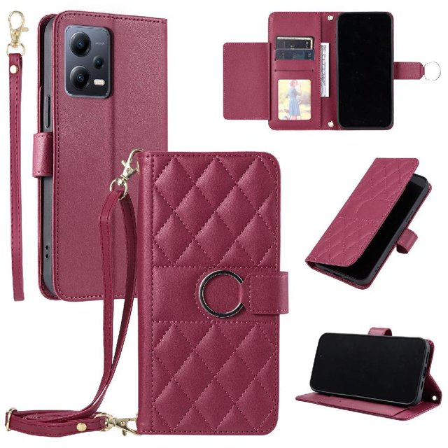 Funda tipo billetera GANGXUN para Xiaomi Redmi Note 12 Pro 5G – Tapa abatible con correa para mujer