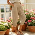 thumbnail image 6 of cfhntfmh Casual Capri Pants for Women High Waisted Loose Fit Joggers with Pockets Lightweight Comfy Lounge Pants, 6 of 7