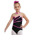 thumbnail image 2 of renvena Kids Girls Gymnastic Leotard Mock Neck Sleeveless Bodysuit Ballet Dancewear Hot Pink 14, 2 of 7