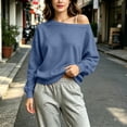thumbnail image 4 of RYRJJ Womens Fleece Lined Sweatshirts Oversized Off The Shoulder Pullover Tops Casual Long Sleeve Comfy Fall Winter Plain Sweatshirt, 4 of 8