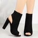 thumbnail image 5 of Faux Suede Leather Ankle Boots For Women Casual Peep Toe Peep Toe High Zipper Heels Fashion Square Rubber Black Shoes, 5 of 5