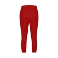thumbnail image 5 of Plus Size Capri Leggings for Women Stretch Knee Length Pull On Capris Elastic Waist Casual Slim Fit Workout Pants Red XL, 5 of 7