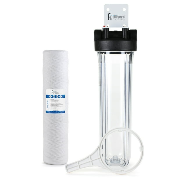 Whole House Sediment & Rust Complete Filtration System with Clear Housing 20" Big Blue Size 1