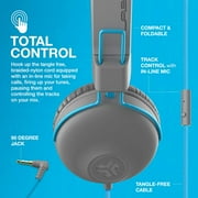 سماعات رأس JLab Audio Studio على الأذن وسماعات رأس فوق الأذن، قابلة للطي، رمادي/أزرق