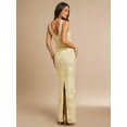 thumbnail image 2 of Light Yellow 3D Floral Embroidered Sleeveless High Neck Bodycon Maxi Dress, 2 of 6