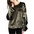 thumbnail image 2 of Rachel Roy Womens Metallic Ruffled Blouse Gold S, 2 of 2