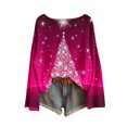 thumbnail image 4 of Christmas Sweaters for Women, Snowflake Crewneck Baggy Knit Pullover Tops Long Sleeve Womens Sweater On Sale (L, Hot Pink), 4 of 5