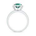 thumbnail image 2 of Classic Created Emerald Ring with Diamond Halo for Women (AAAA Quality), 14K White Gold, US 5.00, 2 of 9