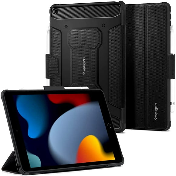 Rugged Armor Pro Designed for iPad 10.2 Case, iPad 9th Generation Case (2021) / iPad 8th Generation Case (2020) / iPad 7th Generation Case (2019) with Pencil Holder - Black