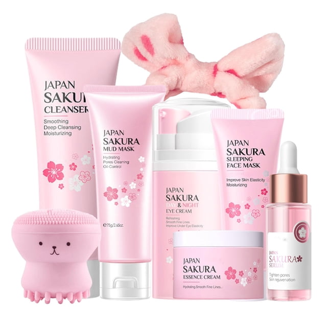 Set de cuidado de la piel Evolvique Japan Sakura 8 piezas para niñas adolescentes